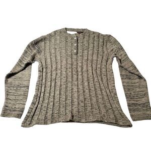 Men Long sleeve knit henley beige pullover sweater L